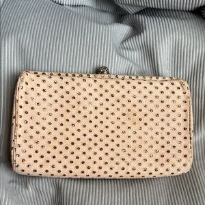 Stylish Beige rainbow sparkle Studded Wristlet